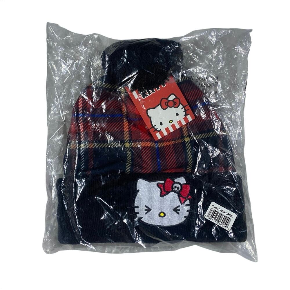 Hello Kitty Emo Kat Plaid Beanie NWT